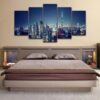Dubai Night View 2 - Nature 5 Panel Canvas Art Wall Decor