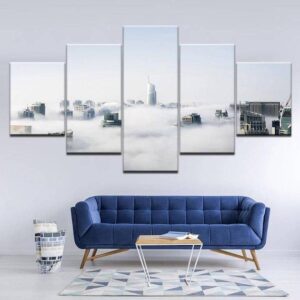 Dubai Skyscrapers City View - Nature 5 Panel Canvas Art Wall Decor