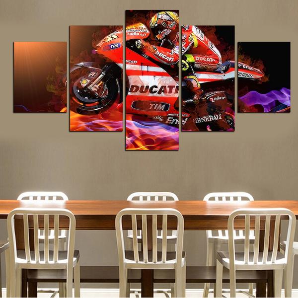 Ducati Motorcycle Sportbike Racing - Sport 5 Panel Canvas Art Wall Decor Ducati Motorcycle Sportbike Racing - Sport 5 Panel Canvas Art Wall Decor