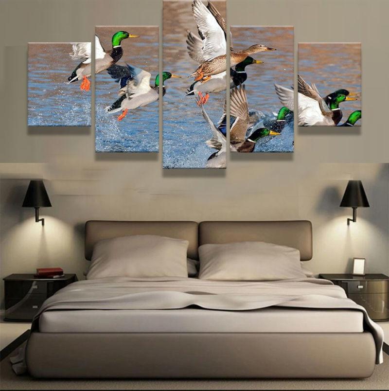 Duck Hunting Mallard - Animal 5 Panel Canvas Art Wall Decor Duck Hunting Mallard - Animal 5 Panel Canvas Art Wall Decor