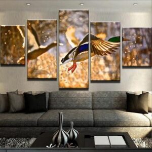 Ducks Flying - Animal 5 Panel Canvas Art Wall Decor