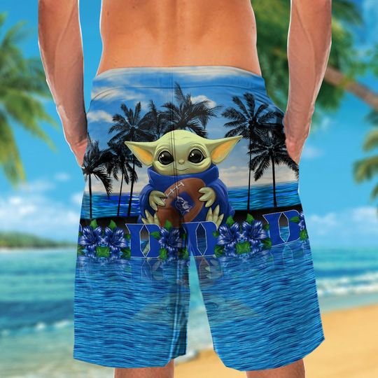 Duke Blue Devils And Baby Yoda Hawaiian Shirt Short Duke Blue Devils And Baby Yoda Hawaiian Shirt Short