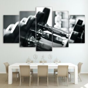 Dumbells Fitness Equipment - Sport 5 Panel Canvas Art Wall Decor