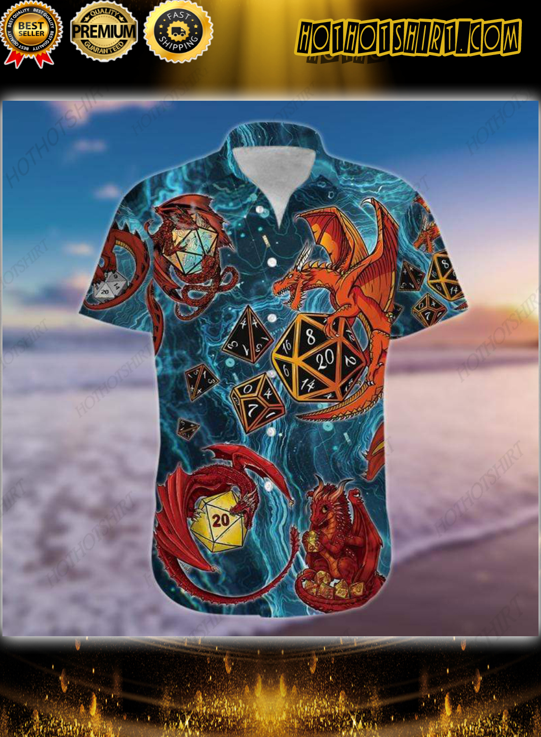 Dungeons Dragon Playing Dice Blue Hawaiian Shirt Dungeons Dragon Playing Dice Blue Hawaiian Shirt