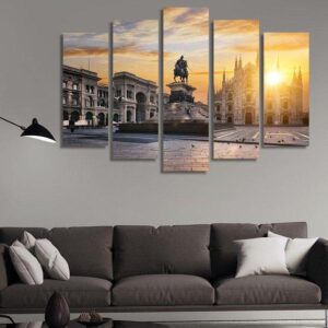 Duomo Di Milano In Milan - Nature 5 Panel Canvas Art Wall Decor
