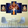 Durga & Ganesha - Religion 5 Panel Canvas Art Wall Decor