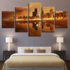 Dusk City Building - Nature 5 Panel Canvas Art Wall Decor