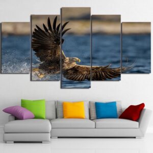 Eagle Are Flying At Sea - Animal 5 Panel Canvas Art Wall Decor