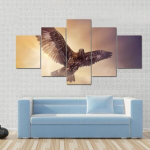 Eagle Flying In The Sky - Animal 5 Panel Canvas Art Wall Decor