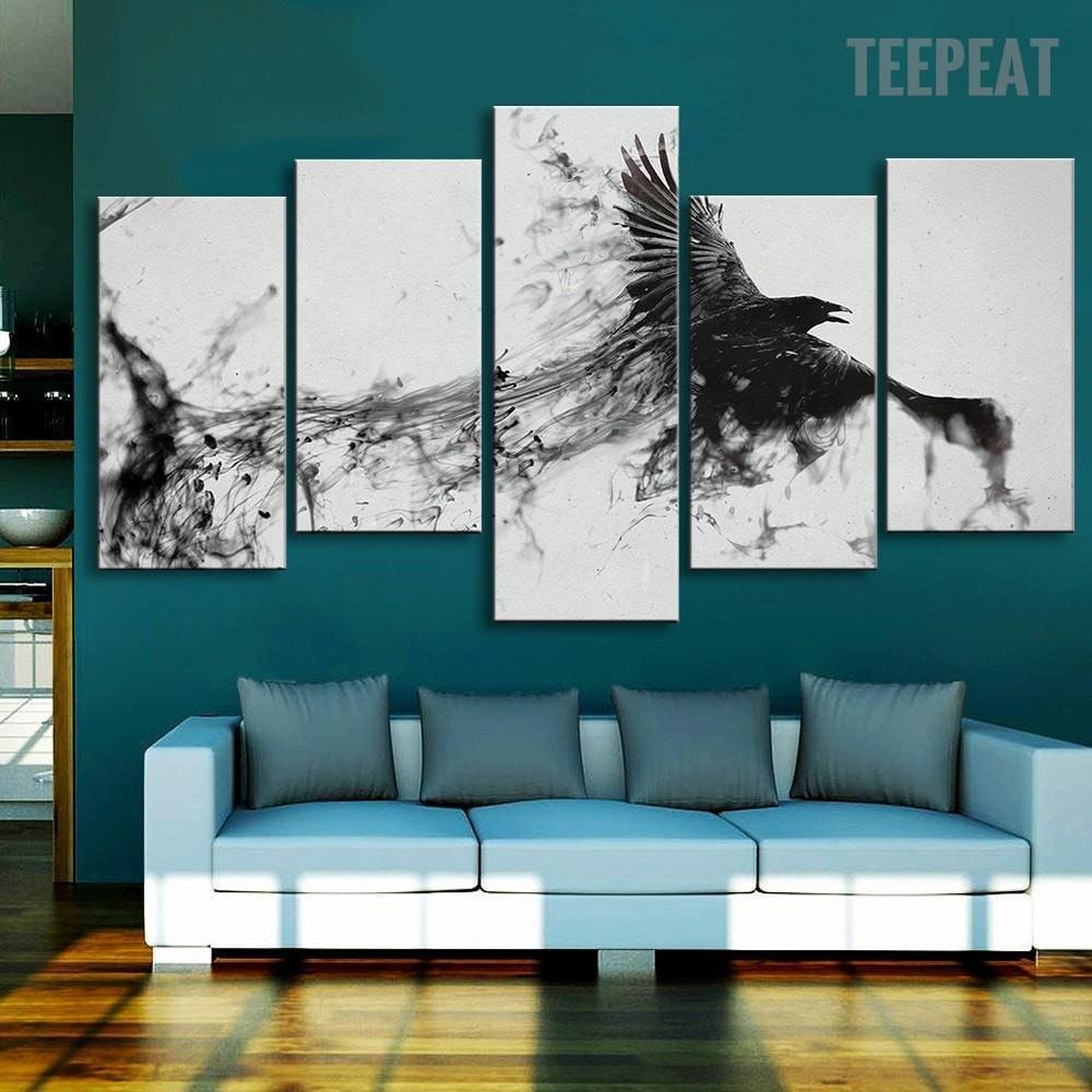 Eagle Ink - Abstract Animal 5 Panel Canvas Art Wall Decor Eagle Ink - Abstract Animal 5 Panel Canvas Art Wall Decor