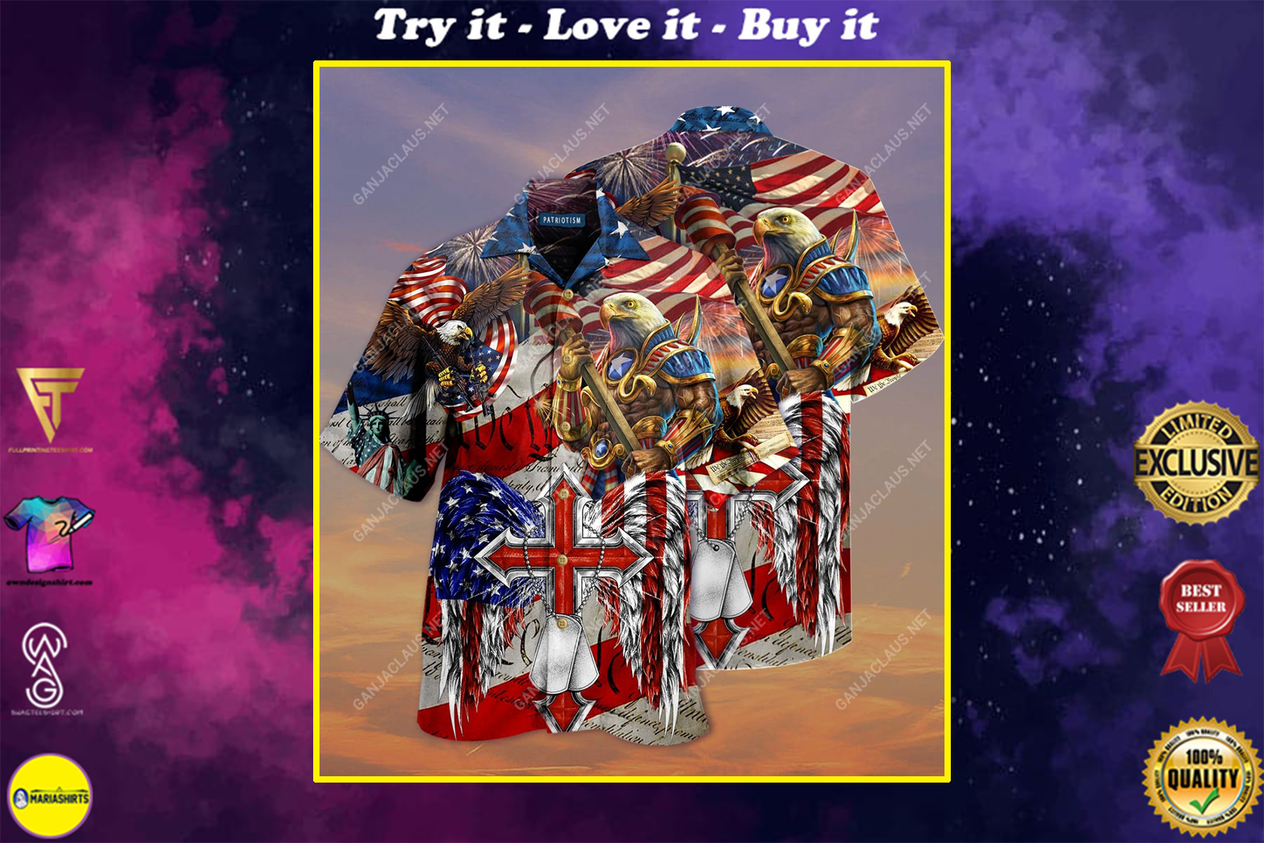 Eagles Patriotism America Flag Full Printing Hawaiian Shirt Eagles Patriotism America Flag Full Printing Hawaiian Shirt