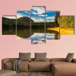 Early Fall Color And Reflections At Echo Lake - Nature 5 Panel Canvas Art Wall Decor