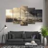 Early morning deer - Animal 5 Panel Canvas Art Wall Decor