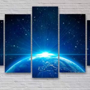 Earth From Space 1 - Space 5 Panel Canvas Art Wall Decor
