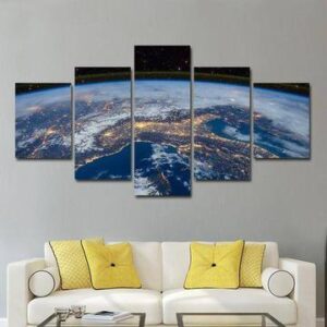 Earth From Space - Space 5 Panel Canvas Art Wall Decor