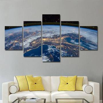 Earth From Space - Space 5 Panel Canvas Art Wall Decor Earth From Space - Space 5 Panel Canvas Art Wall Decor