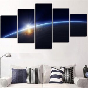 Earth Milky Way - Space 5 Panel Canvas Art Wall Decor