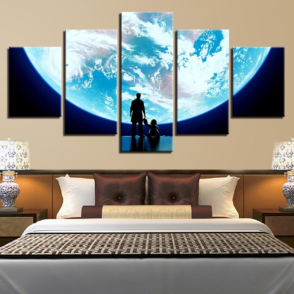Earth Planets 02 - Space 5 Panel Canvas Art Wall Decor Earth Planets 02 - Space 5 Panel Canvas Art Wall Decor