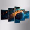 Earth Universe Explosion Spark - Space 5 Panel Canvas Art Wall Decor