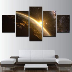 Earth Universe Space Light Space Landscape - Space 5 Panel Canvas Art Wall Decor