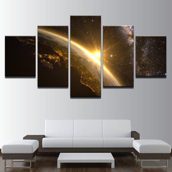 Earth Universe Space Light Space Landscape - Space 5 Panel Canvas Art Wall Decor Earth Universe Space Light Space Landscape - Space 5 Panel Canvas Art Wall Decor