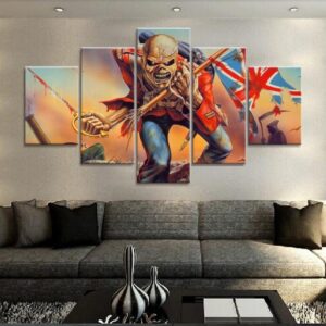 Eddie The Trooper Iron Maiden Flag - Abstract 5 Panel Canvas Art Wall Decor