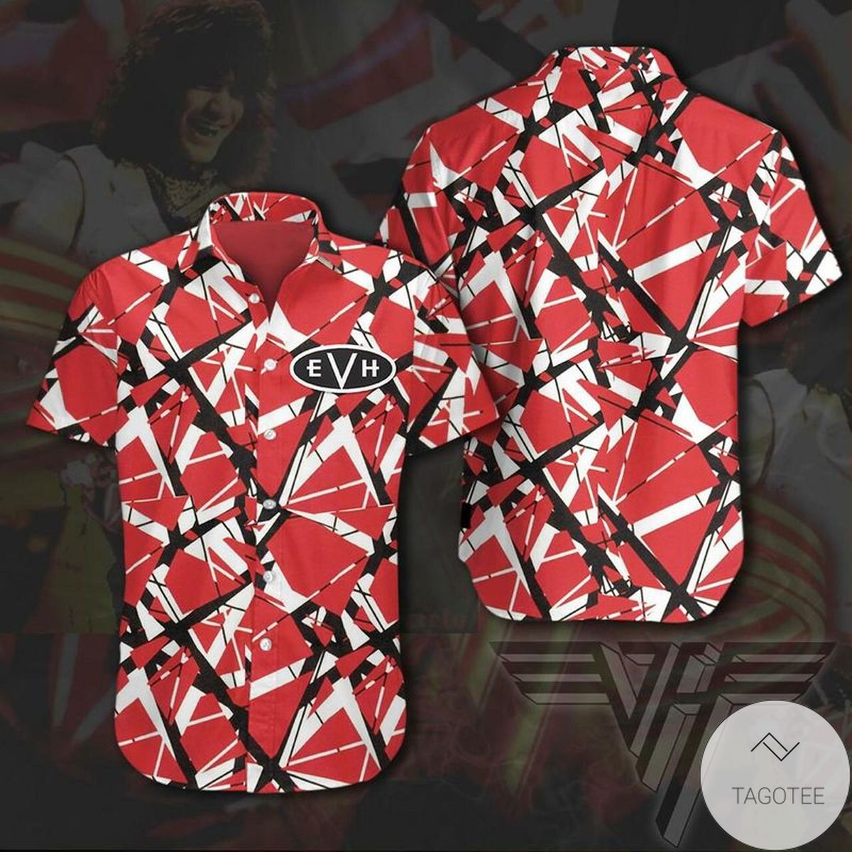 Eddie Van Halen Striped Hawaiian Shirt Eddie Van Halen Striped Hawaiian Shirt