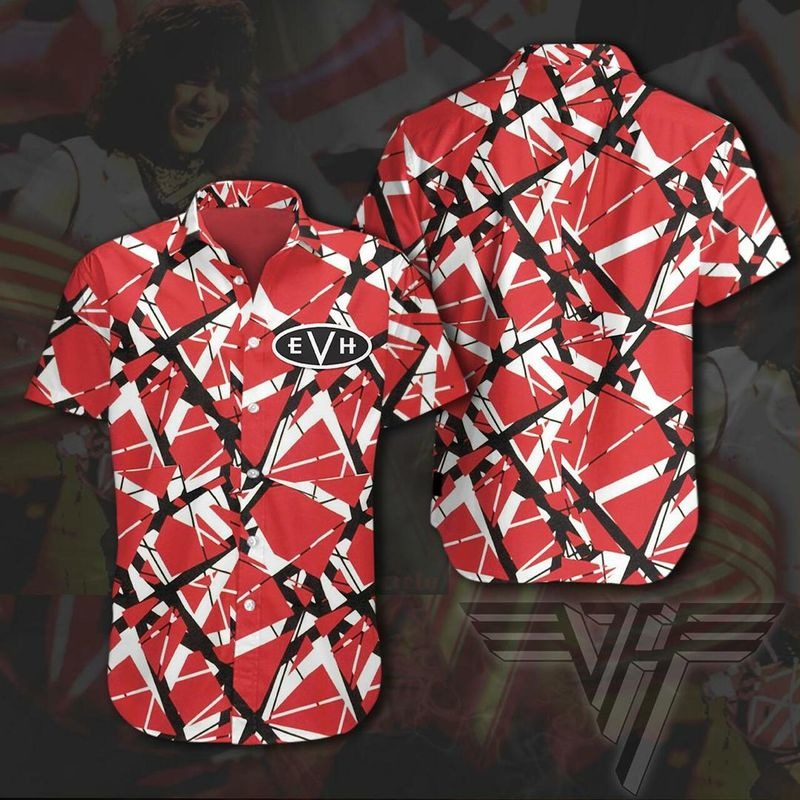 Eddie Van Halen Striped Hawaiian Shirt Eddie Van Halen Striped Hawaiian Shirt
