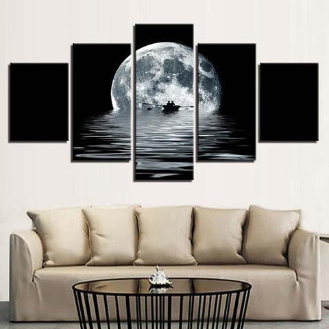 Edge Of The Moon - Nature 5 Panel Canvas Art Wall Decor Edge Of The Moon - Nature 5 Panel Canvas Art Wall Decor