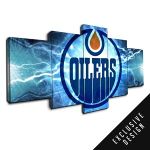 Edmonton Oilers Nhl Team (Thunderbolt) - Sport 5 Panel Canvas Art Wall Decor