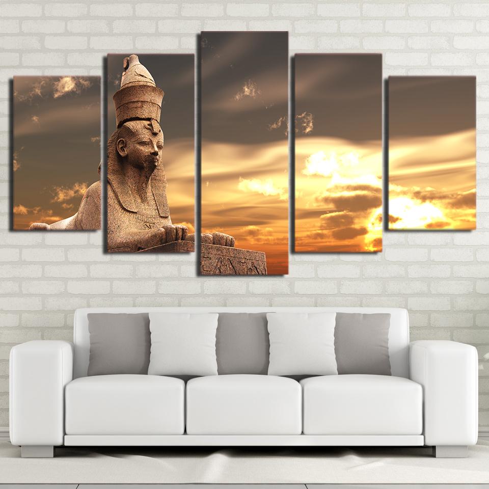 Egyptian Sphinx - Pyramid 5 Panel Canvas Art Wall Decor Egyptian Sphinx - Pyramid 5 Panel Canvas Art Wall Decor