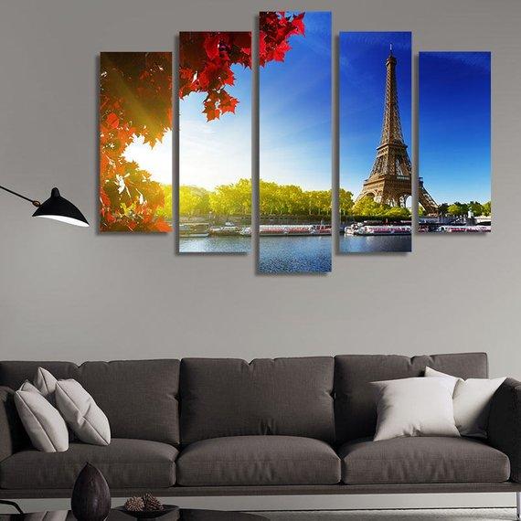 Eiffel Tower 05 - Nature 5 Panel Canvas Art Wall Decor Eiffel Tower 05 - Nature 5 Panel Canvas Art Wall Decor