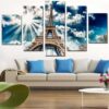 Eiffel Tower 3 - Nature 5 Panel Canvas Art Wall Decor