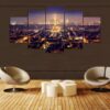 Eiffel Tower And Wonderful City Lights Of Paris - Nature 5 Panel Canvas Art Wall Decor