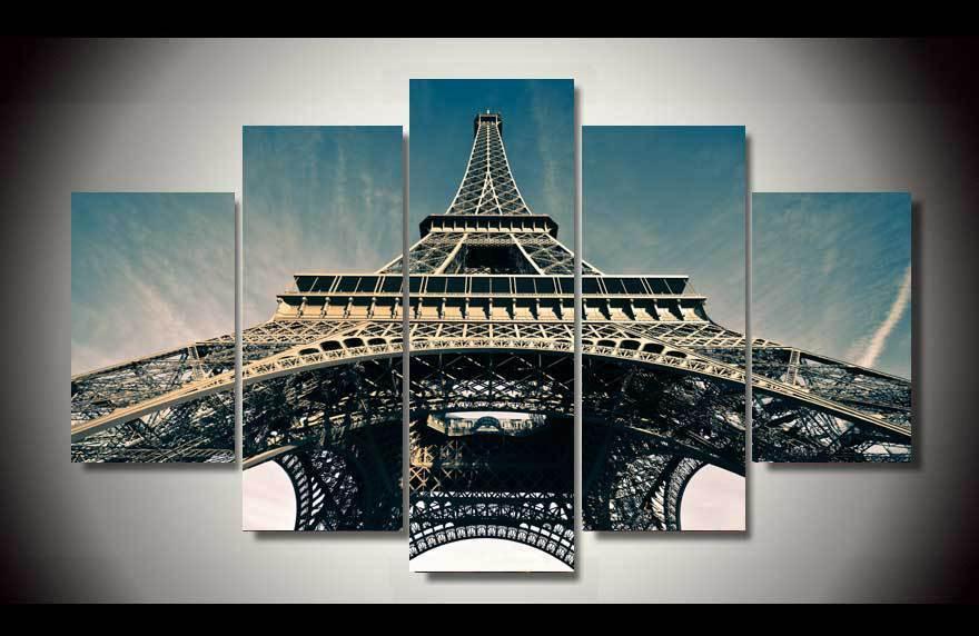 Eiffel Tower In Paris - Nature 5 Panel Canvas Art Wall Decor Eiffel Tower In Paris - Nature 5 Panel Canvas Art Wall Decor