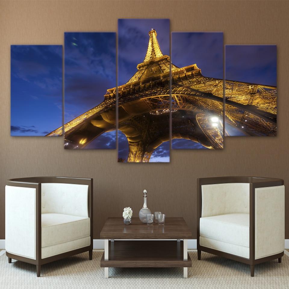 Eiffel Tower Night 01 - Nature 5 Panel Canvas Art Wall Decor Eiffel Tower Night 01 - Nature 5 Panel Canvas Art Wall Decor