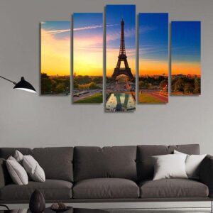 Eiffel Tower Paris 02 - Nature 5 Panel Canvas Art Wall Decor