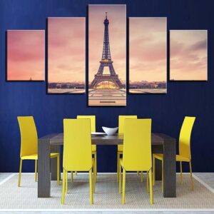 Eiffel Tower Paris 1 - Nature 5 Panel Canvas Art Wall Decor
