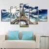 Eiffel Tower Paris Abstract Sunrise Landscape - Nature 5 Panel Canvas Art Wall Decor