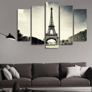 Eiffel Tower Paris France 01 - Nature 5 Panel Canvas Art Wall Dï¿½Cor