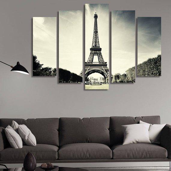 Eiffel Tower Paris France 01 - Nature 5 Panel Canvas Art Wall D�Cor Eiffel Tower Paris France 01 - Nature 5 Panel Canvas Art Wall D�Cor