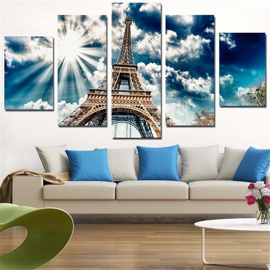 Eiffel Tower Paris France 1 - Nature 5 Panel Canvas Art Wall Decor Eiffel Tower Paris France 1 - Nature 5 Panel Canvas Art Wall Decor