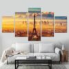 Eiffel Tower Paris France City - Nature 5 Panel Canvas Art Wall Decor