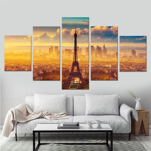 Eiffel Tower Paris France City - Nature 5 Panel Canvas Art Wall Decor Eiffel Tower Paris France City - Nature 5 Panel Canvas Art Wall Decor