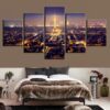 Eiffel Tower Paris Night - Nature 5 Panel Canvas Art Wall Decor