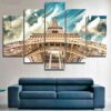 Eiffel Tower Under Blue Sky - Nature 5 Panel Canvas Art Wall Decor