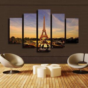 Eiffel Tower View - Nature 5 Panel Canvas Art Wall Decor