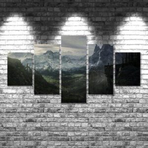 Elder Scrolls Skyrim - Gaming 5 Panel Canvas Art Wall Decor