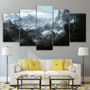Elder Scrolls V Skyrim - Gaming 5 Panel Canvas Art Wall Decor