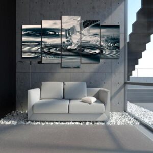 Electric Guitar Artistically Touching Sound Waves - Music 5 Panel Canvas Art Wall Decor